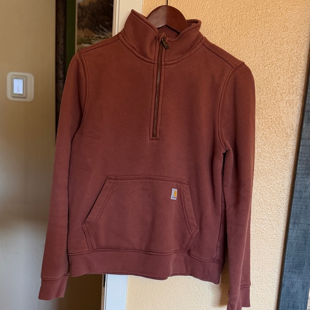 Carhartt Women's Half-Zip Cowl Neck Sweater in Burgundy